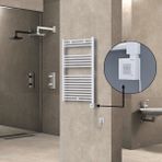 Radiva Haiti Elektrikli Havlupan 600X1000 Düz Beyaz Parlak (Ktx1 Termostat) 600 Watt Spiral Kablolu - 60 x 100 cm