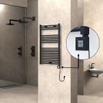 Radiva Haiti Elektrikli Havlupan 600X1000 Düz Siyah Mat (Ktx1 Termostat) 600 Watt Spiral Kablolu - 60 x 100 cm