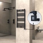 Radiva Haiti Elektrikli Havlupan 600X1100 Düz Siyah Mat (Ktx1 Termostat) 600 Watt Spiral Kablolu - 60 x 110 cm