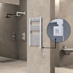 Radiva Haiti Elektrikli Havlupan Düz Beyaz Parlak (Ktx1 Termostat) Spiral Kablolu - 50 x 100