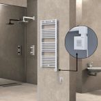 Radiva Haiti Elektrikli Havlupan Düz Beyaz Parlak (Ktx1 Termostat) Spiral Kablolu - 50 x 120