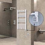 Radiva Haiti Elektrikli Havlupan Düz Beyaz Parlak (Ktx3 Termostat) 600 Watt Spiral Kablolu - 60 x 110