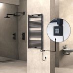 Radiva Haiti Elektrikli Havlupan Düz Siyah Mat (Ktx1 Termostat) 600 Watt Spiral Kablolu - 60 x 120