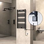 Radiva Haiti Elektrikli Havlupan Düz Siyah Mat (Ktx3 Termostat) 600 Watt Spiral Kablolu - 60 x 110