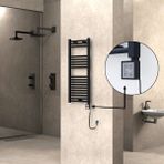 Radiva Haiti Elektrikli Havlupan Düz Siyah Mat (Ktx3 Termostat) Spiral Kablolu - 40 x 100