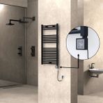 Radiva Haiti Elektrikli Havlupan Düz Siyah Mat (Ktx3 Termostat) Spiral Kablolu - 50 x 100