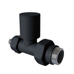 Radiva Radyatör Vanası 1/2'' Siyah Düz Pex (Metal Volanlı 16*2mm Boru Bağl. Rakorlu)
