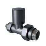 Radyatör Vanası 12 Koyu Antrasit Düz Pex (Metal Volanlı 16*2Mm Boru Bağl. Rakorlu)