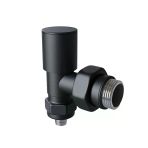 Radyatör Vanası 12 Pütürlü Siyah Köşe Pex (Metal Volanlı 16*2Mm Boru Bağl. Rakorlu)