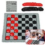 Raelitego Dev Dama Seti, Jumbo Büyük Büyük Tic Tac Toe Oyun Açık İç Mekan, 24 Klips, 2,8 inç (2,8 inç) Ters Çevrilebilir Halı (61 x 60 cm), Çim Arka Bahçe Partisi Piknik Oyunları Çocuklar Çocuklar