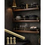 Raf Demiryolu Çit, Pirinç Açık Raf Koruma Rayı, Mutfak Dolapları için Ayarlanabilir Devirme Çubuğu Çiti, Yüzer Raf Destek Direkleri - 20" ila 54" (50-137 cm) uyar