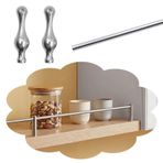 Raf Koruma Çubuğu, Özelleştirilebilir Metal Güvenlik Çubuğu Seti, Ahşap/Galeri Rafları için Dekoratif Devrilme Önleyici Bar, 8-38 İnç, Gümüş 14 İnç