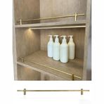 Raf Koruyucuları, 4'lü Paket 68,5 cm (27 inç) Altın Metal Koruma Çubukları, Ahşap Raflar ve Duvar için Ayarlanabilir Devrilme Önleyici Çubuk Seti, Güvenlik Çubuğu