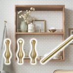 Raf Ray Çit, 4'lü Paket Pirinç Raf Ray Çit Seti, Banyo, Kitaplık, Şarap Dolabı ve Dolap için Dekoratif Çubuk - Eşyaların Düşmesini Önler, Çok Yönlü Korkuluk Çözümü
