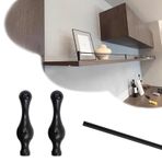 Raf Ray Çit, Özelleştirilebilir 8-38" Siyah Raf Koruma Ray Kiti - Alüminyum Asma Raf ve Dolap/Şarap Dolabı Ön Çit, Dekoratif Yuvarlak Çubuk (Stil A, 14 inç/36 cm)