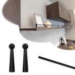 Raf Ray Çit, Özelleştirilebilir Siyah Raf Koruma Rayı 8-38 inç Alüminyum Direk Kiti Asma Raflar, Dolap ve Şarap Dolapları için, Dekoratif Yuvarlak Çubuk Ön Çit (Stil C, 32 inç/81 cm)