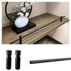 Raf Rayı Çiti, Metal Raf Koruma Rayı 2'li Set - Ayakkabı ve Banyo Teşhir Dolapları için Dekoratif Bariyer, 24 inç (61 cm) Siyah Korkuluk Braketleri, Düşmeleri Önler ve Eşyaları Güvence Altına Alır