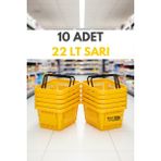 Raf Sanatı 10 Adet / 22 Litre Plastik Market Alışveriş Sepeti Profesyonel Market Mağaza El Sepeti - Sarı