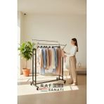 Raf Sanatı Tekerlekli Mağaza Askılığı Giysi&elbise Standı Yükseklik Ayarlı Metal Askılık Butik & Mağaza Standı