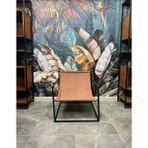 Rafadi Modern Dekoratif Metal Ayaklı Berjer Salon Oturma Odası Balkon Berjeri - Kiremit
