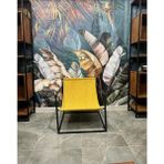 Rafadi Modern Dekoratif Metal Ayaklı Berjer Salon Oturma Odası Balkon Berjeri - Sarı