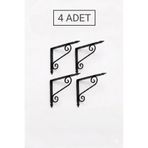 RafAks 13 X 19 CM 4 ADET SİYAH FERFORJE RAF ALTI - RAF TUTUCU - METAL L AYAK - Ahşap dahil değildir