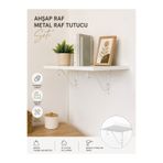 RafAks FERFORJE RAF TUTUCU VE BEYAZ AHŞAP RAF SETİ- 25X60 CM AHŞAP, 15X23 CM L AYAK
