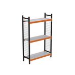 RafBurada 3 Katlı Duble Dekoratif Midi Rack - Ekonomik Depo,Arşiv, Kiler Rafı Siyah-Turuncu-46x120 cm-100 cm