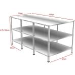 RafBurada 3 Katlı Galvaniz Paketleme Masası - Atölye, Depo, Hobi Çalışma Masası 177x93 cm-100 cm