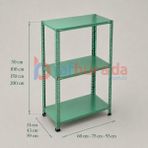 Rafburada 3 Katlı Renkli Dekoratif Çelik Raf - Çiçeklik Rafı, Ofis Rafı 0,70 mm MAVI-59X60 Cm-50 cm