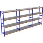 Rafburada 4 Katlı 3'lü Depo Rafı - 300-350 Kg Taşıma Kapasiteli Hafif Rack Raf - 40x150x250 cm - Galvaniz