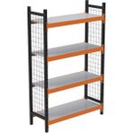 Rafburada 4 Katlı Dekoratif Midi Rack - Ekonomik Depo,arşiv, Kiler Rafı SIYAH-TURUNCU-46X150 CM-100 cm - Çok Renkli