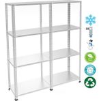 Rafburada 4 Katlı Duble Paslanmaz Krom Raf - Inox Soğuk Oda Rafı, Buzhane Rafı - 31x60 cm-200 cm-0.70 mm - Gri
