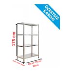 RafBurada 4 Katlı Galvaniz Çelik Raf H:175 cm - Depo, Arşiv, Kiler, Dosya, Market Rafı 43x75 cm-175 cm-0.70 mm