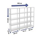 Rafburada 5 Katlı 3'lü Galvaniz Çelik Raf - Depo, Arşiv, Kiler, Dosya, Market Rafı - 43x60 cm-200 cm-1.00 mm