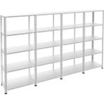 Rafburada 5 Katlı 4'lü Galvaniz Çelik Raf - Depo, Arşiv, Kiler, Dosya, Market Rafı - 43x60 cm-100 cm-0.70 mm