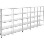 Rafburada 5 Katlı 5'li Bitişik Galvaniz Çelik Raf.depo,kiler,arşiv,dosya Rafı - 43 x 300 x 200 cm - Gri - 0,70 mm