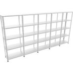 Rafburada 5 Katlı 5'li Bitişik Galvaniz Çelik Raf.depo,kiler,arşiv,dosya Rafı - 59 x 375 x 200 cm - Gri - 1,00 mm