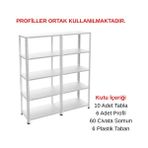 Rafburada 5 Katlı Duble Galvaniz Çelik Raf - Depo, Arşiv, Kiler, Dosya, Market Rafı - 43x75 cm-250 cm-1.00 mm