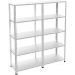 Rafburada 5 Katlı Duble Galvaniz Çelik Raf - Depo, Arşiv, Kiler, Dosya, Market Rafı - 59x93 cm-300 cm-1.50 mm