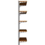 RafBurada 5 Katlı Duble Kitaplık Ahşap Duvar Rafı Meşe 25 X 60