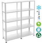 Rafburada 5 Katlı Duble Paslanmaz Krom Raf - Inox Soğuk Oda Rafı, Buzhane Rafı - 31x60 cm-200 cm-0.70 mm - Gri