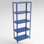 Rafburada 5 Katlı Mavi Renk Çelik Raf - Çiçeklik Rafı, Ofis Rafı - 31x75 cm-200 cm-0.70 mm - Galvaniz