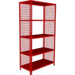 RafBurada 5 Katlı Renkli Tel Kafes Çelik Dekoratif Raf 31x60 Kırmızı-150 cm