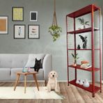Rafburada 5 Katlı Renkli Tel Kafes Çelik Raf - Dekoratif Raf - Turuncu-31x75 cm-200 cm - Turuncu