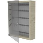 Rafburada 50 Anahtar Kapasiteli Ahşap Anahtar Dolabı - Pleksi Kapak Beyaz - 8x33x40 cm