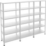 Rafburada 6 Katlı 3'lü Galvaniz Çelik Raf - Depo, Arşiv, Kiler, Dosya, Market Rafı - 43x75 cm-150 cm-1.00 mm
