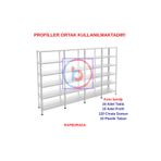 Rafburada 6 Katlı 4'lü Galvaniz Çelik Raf - Depo, Arşiv, Kiler, Dosya, Market Rafı - 43x60 cm-200 cm-1.00 mm