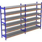 Rafburada 6 Katlı Duble Depo Rafı - 300-350 Kg Taşıma Kapasiteli Hafif Rack Raf - Galvaniz - 40x120x200 cm