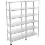 Rafburada 6 Katlı Duble Galvaniz Çelik Raf - Depo, Arşiv, Kiler, Dosya, Market Rafı - 43x75 cm-200 cm-0.70 mm - 43 x 75 x 200-0,70 mm